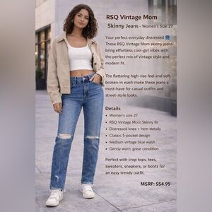 RSQ Vintage Mom Skinny Jeans – Women’s Size 27